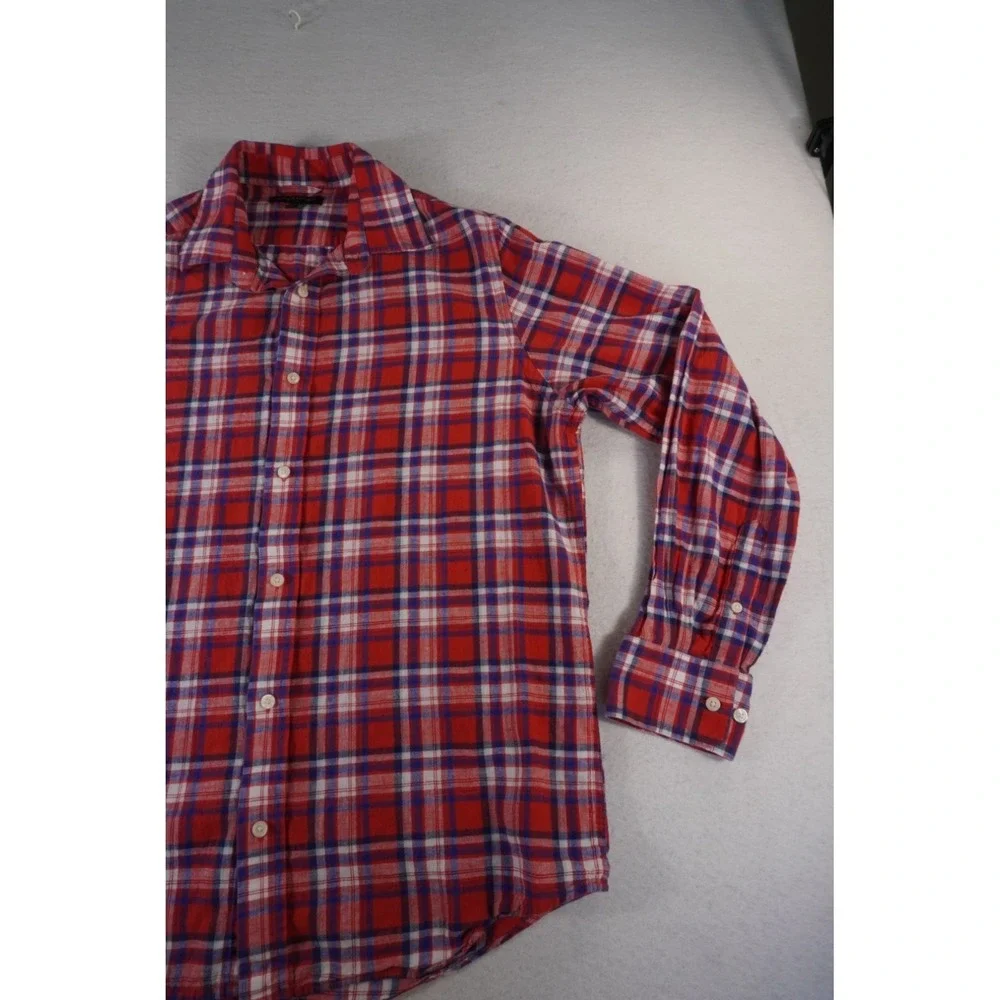 Banana Republic Casual Shirt Mens Large Red Multi Plaid Regular Fit Button Up